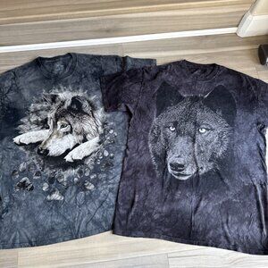 The‎ Mountain Wolf Wolves T-Shirt Short Sleeve Gray Black Tie Dye Mens 2XL Lot 2